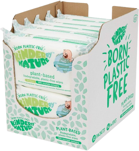 Green Case of 12 packs of Plant-Based Kinder by Nature Baby Wipes