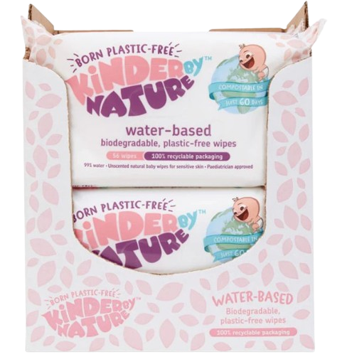 Case of 12 packs of Water-Based Kinder by Nature Baby Wipes